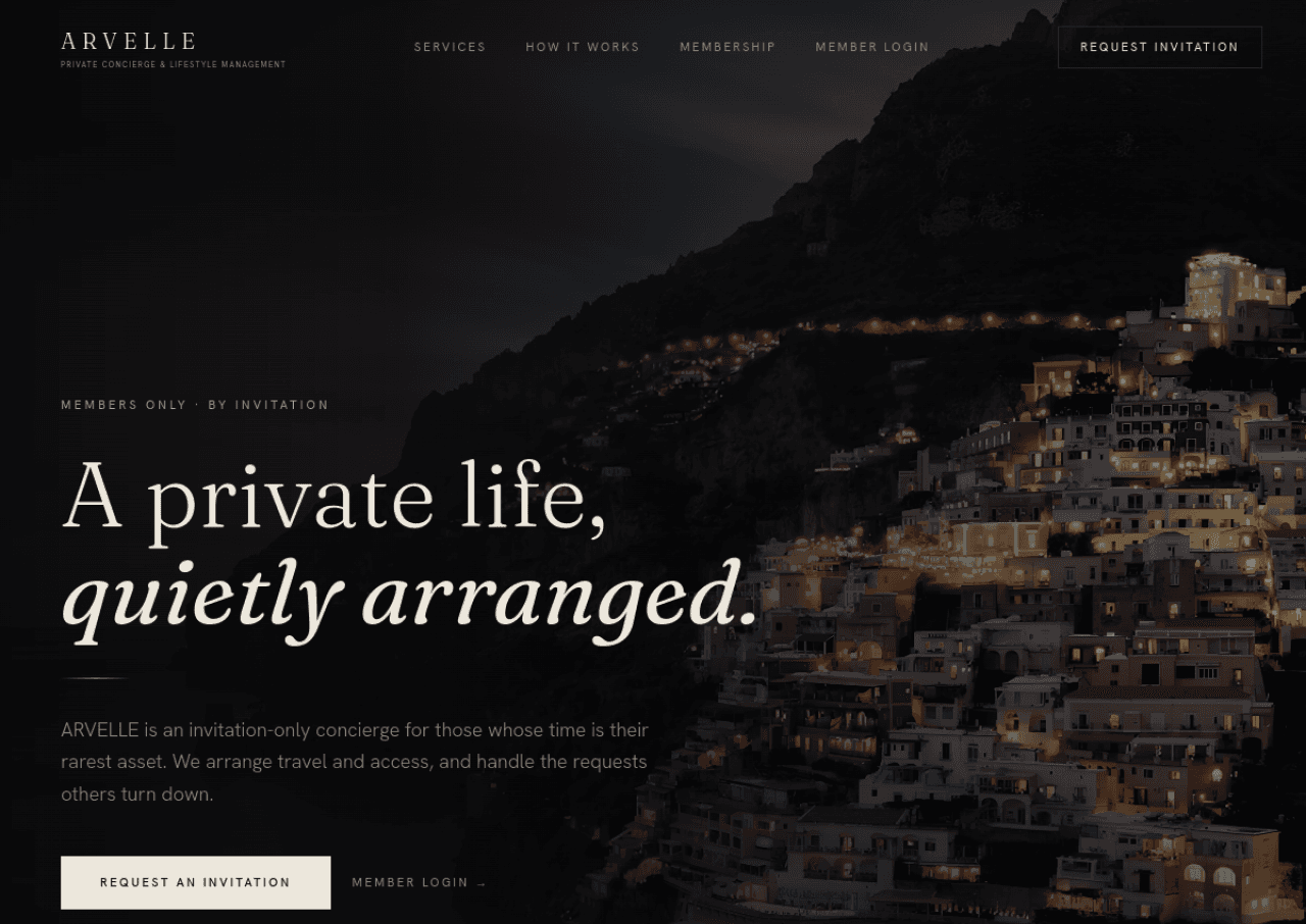 Arvelle Concierge website at project launch